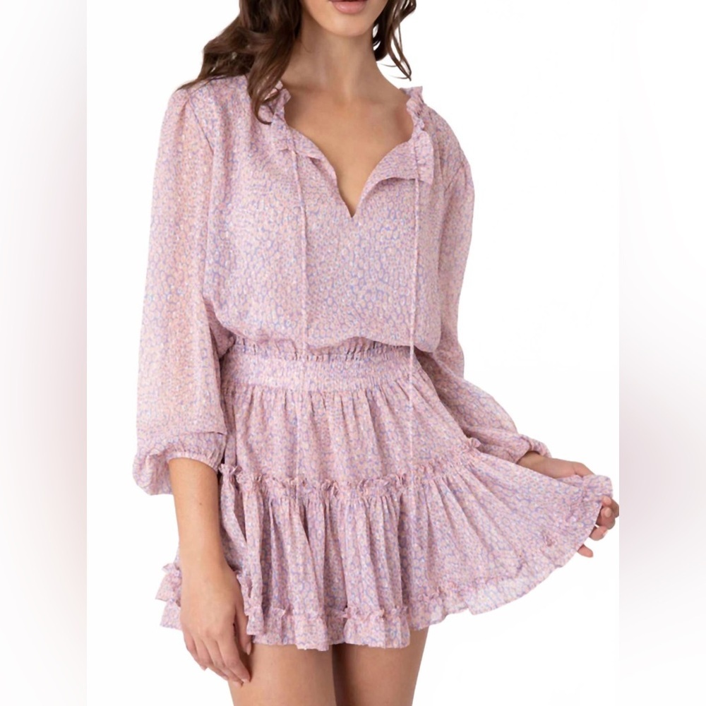 Sincerely ours purple pink freya mini dress long sleeves size medium